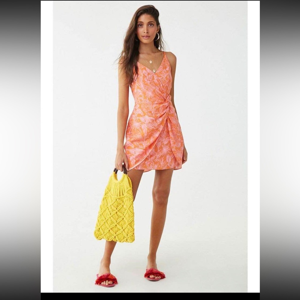 Giraffe and leaf-print twist-front dress NWT